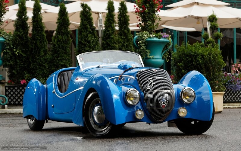 Blue Vintage Car — Serene, Afternoon, Photograph, Umbrellas