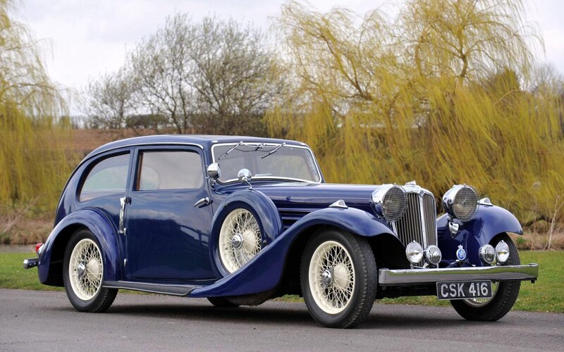 Blue Vintage Car — Serene, Spring, Photograph