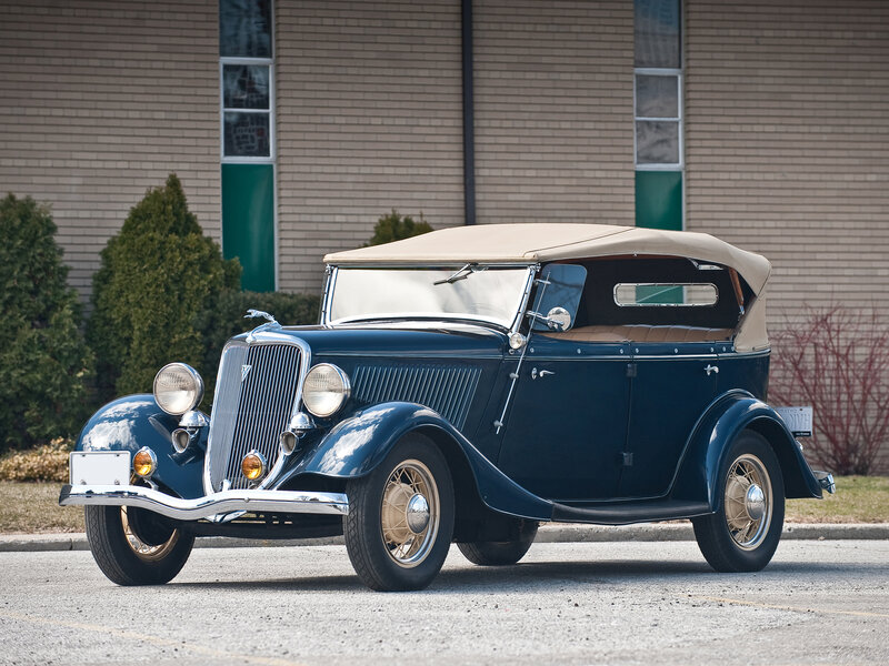 Blue Vintage Convertible — Calm, Afternoon, Photograph, Building