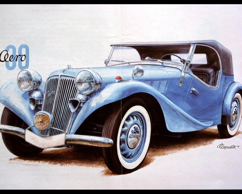 Blue vintage convertible car