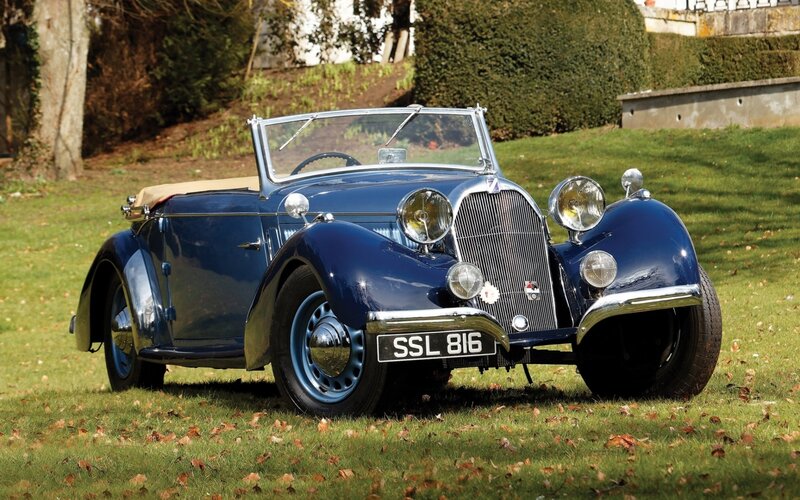 Blue vintage convertible car