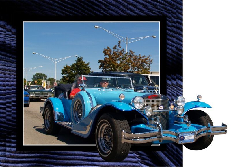 Blue vintage convertible car