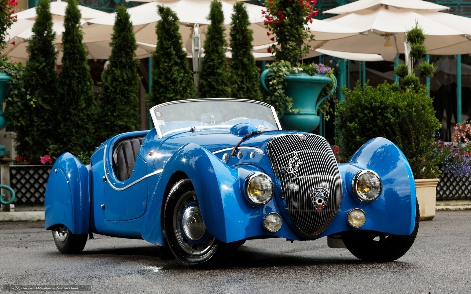 Blue vintage convertible car