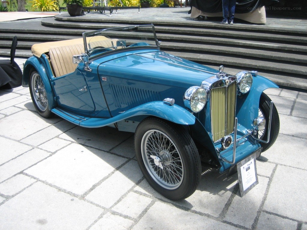 Blue vintage convertible car