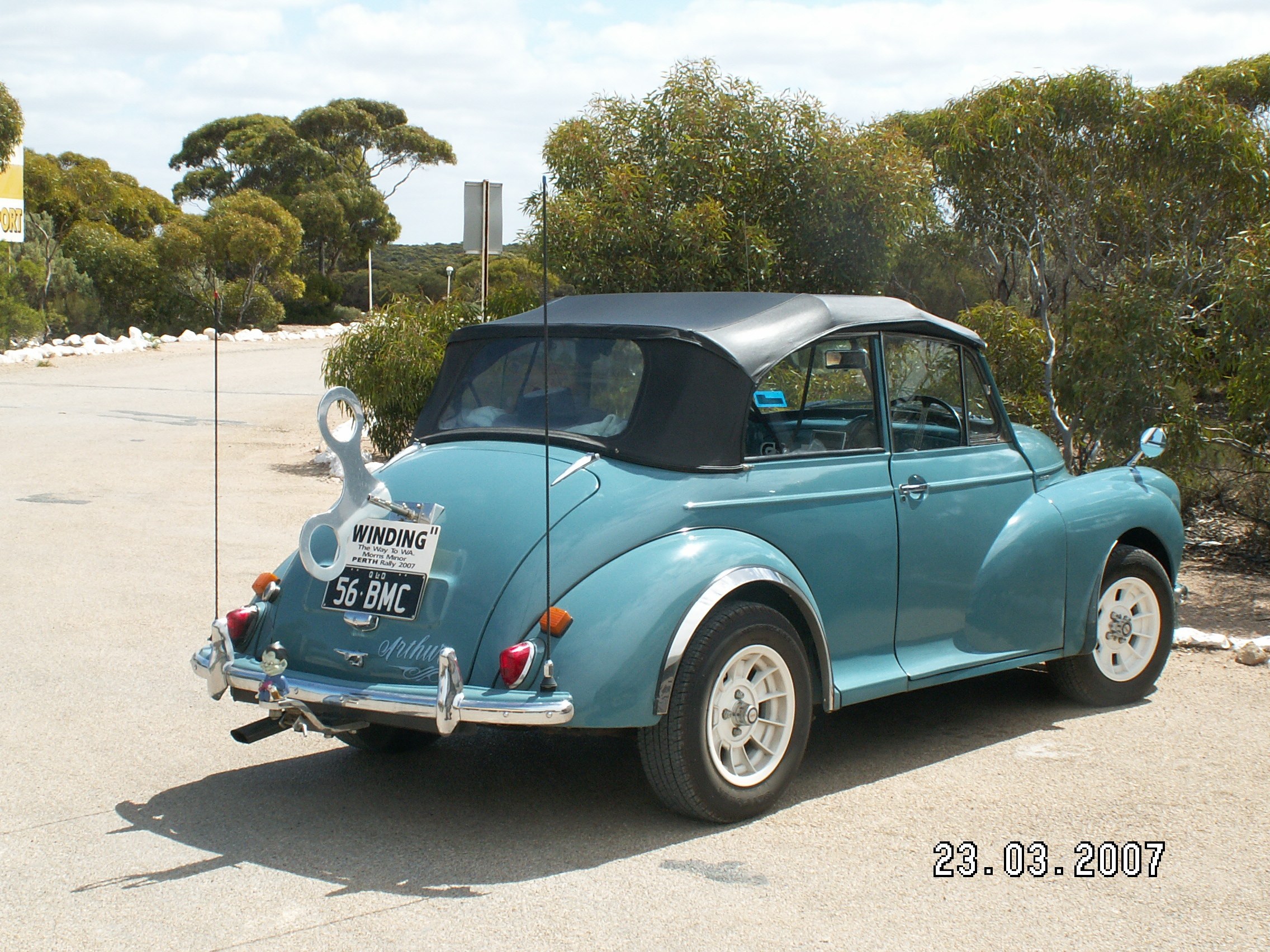 Blue vintage convertible car