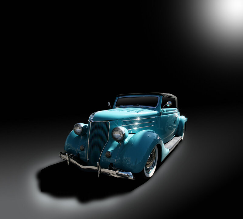 Blue Vintage Convertible Car — Dramatic