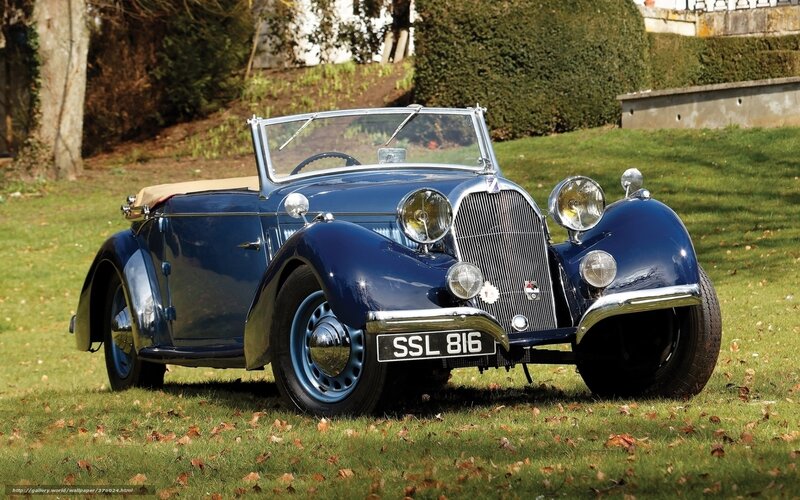 Blue vintage convertible car