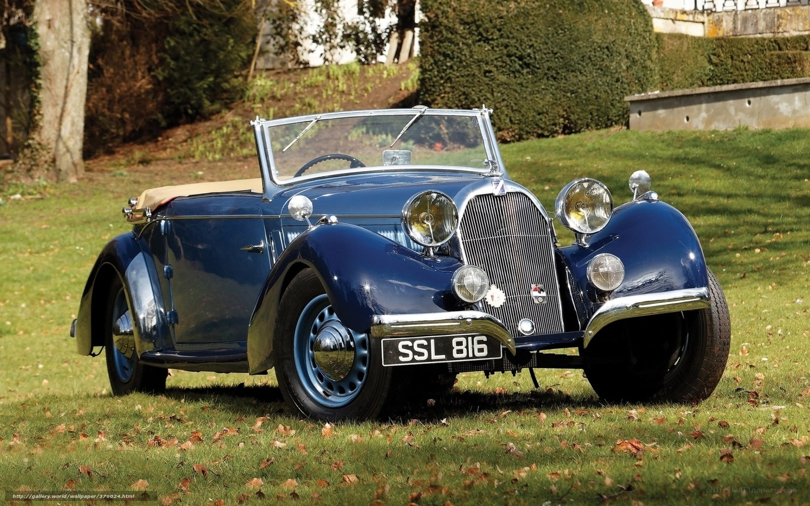 Blue vintage convertible car