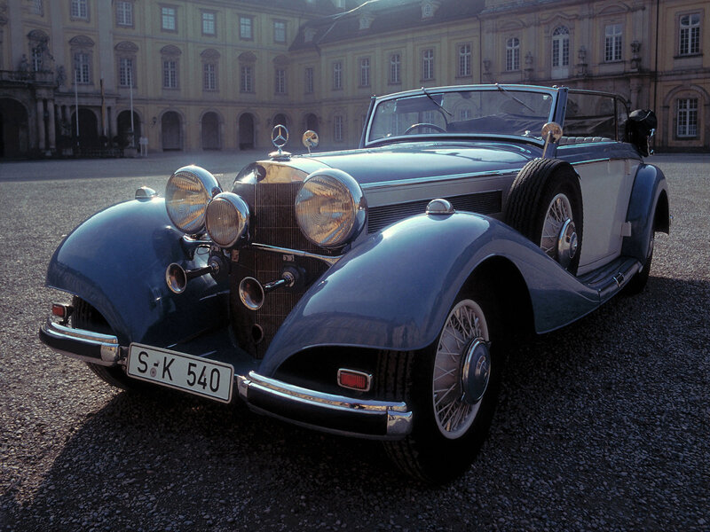 Blue Vintage Convertible — Dramatic, Afternoon