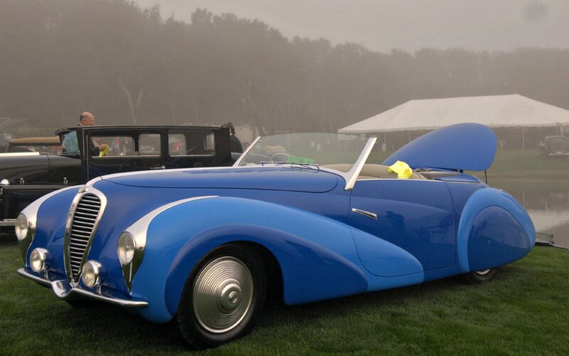 Blue Vintage Convertible — Foggy