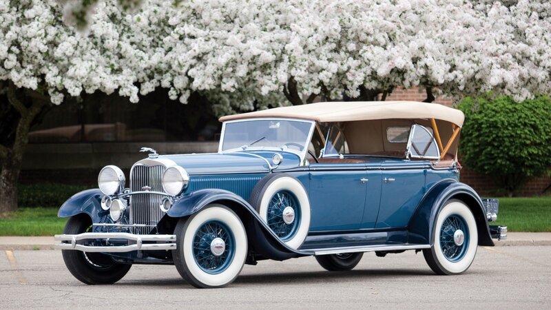 Blue Vintage Convertible — Serene, Spring, Photograph
