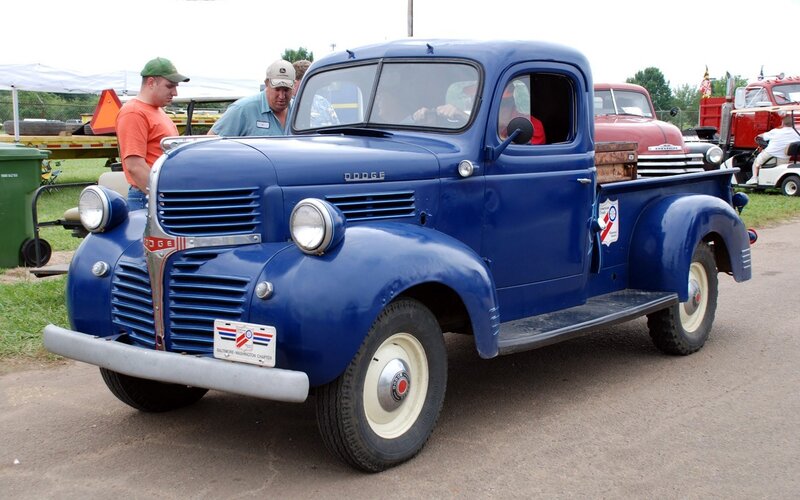 Blue vintage Dodge truck at show
