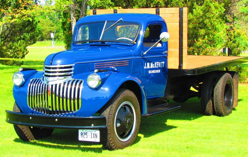 Blue Vintage Flatbed Truck