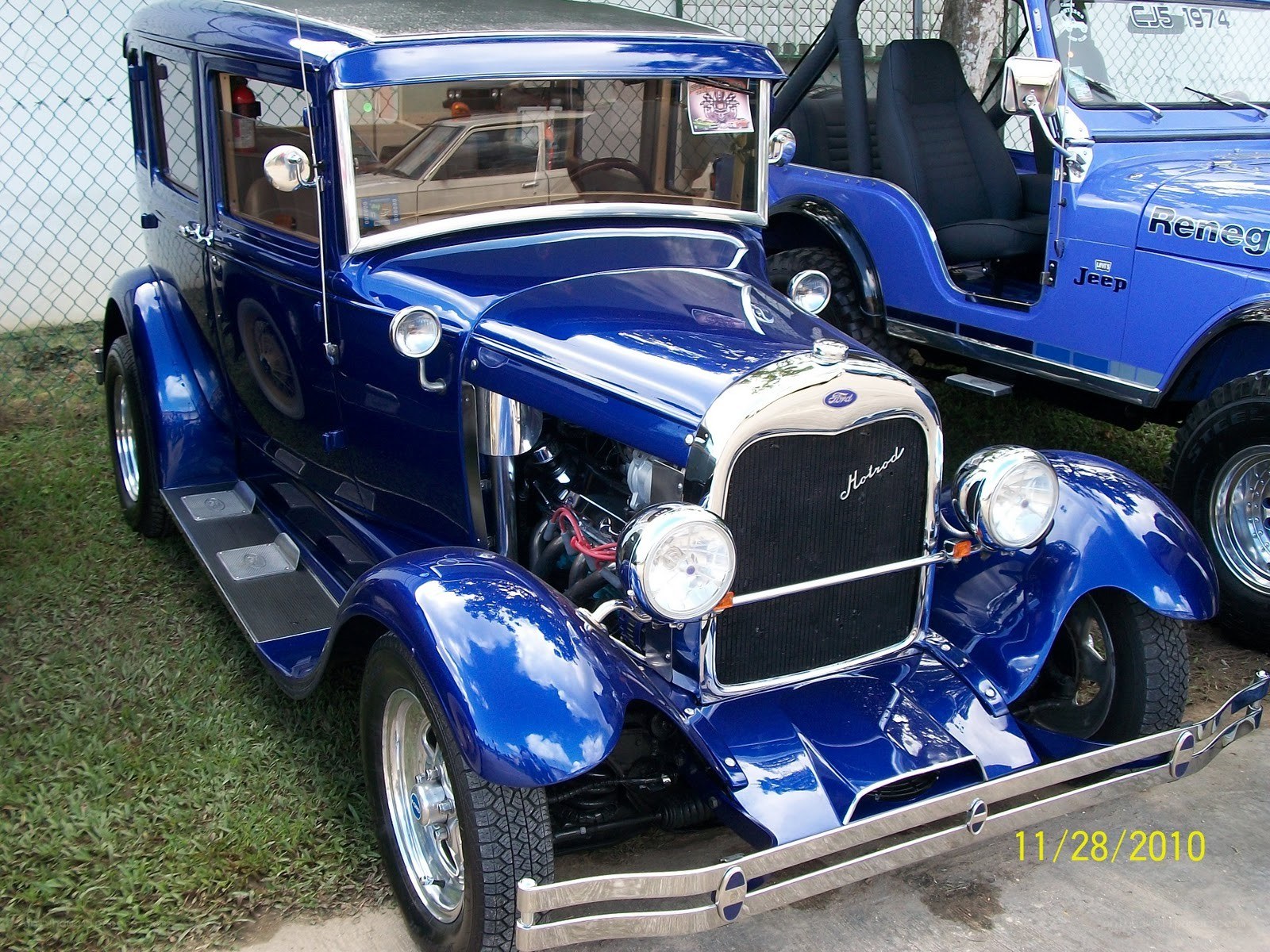 Blue vintage Ford car
