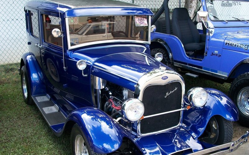 Blue vintage Ford car
