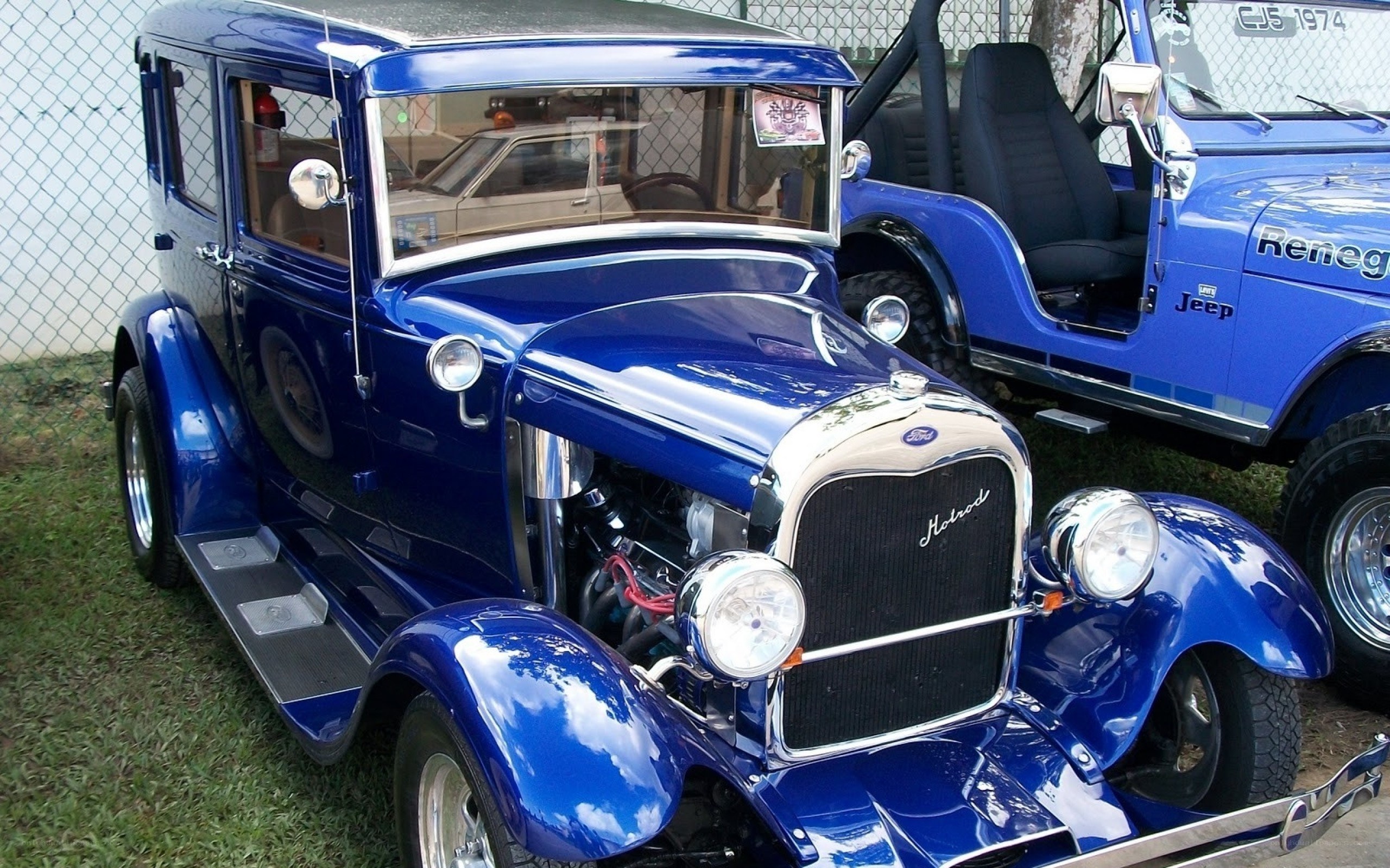 Blue vintage Ford car