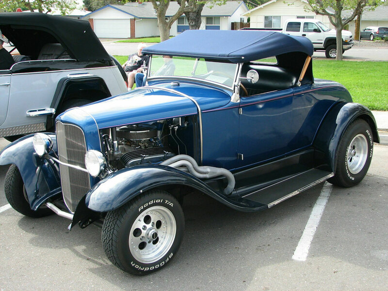 Blue vintage hot rod car