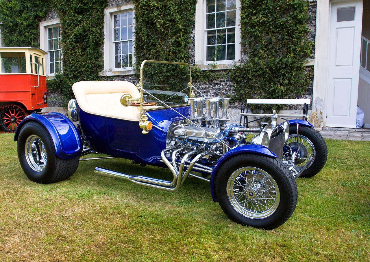 Blue vintage hot rod car