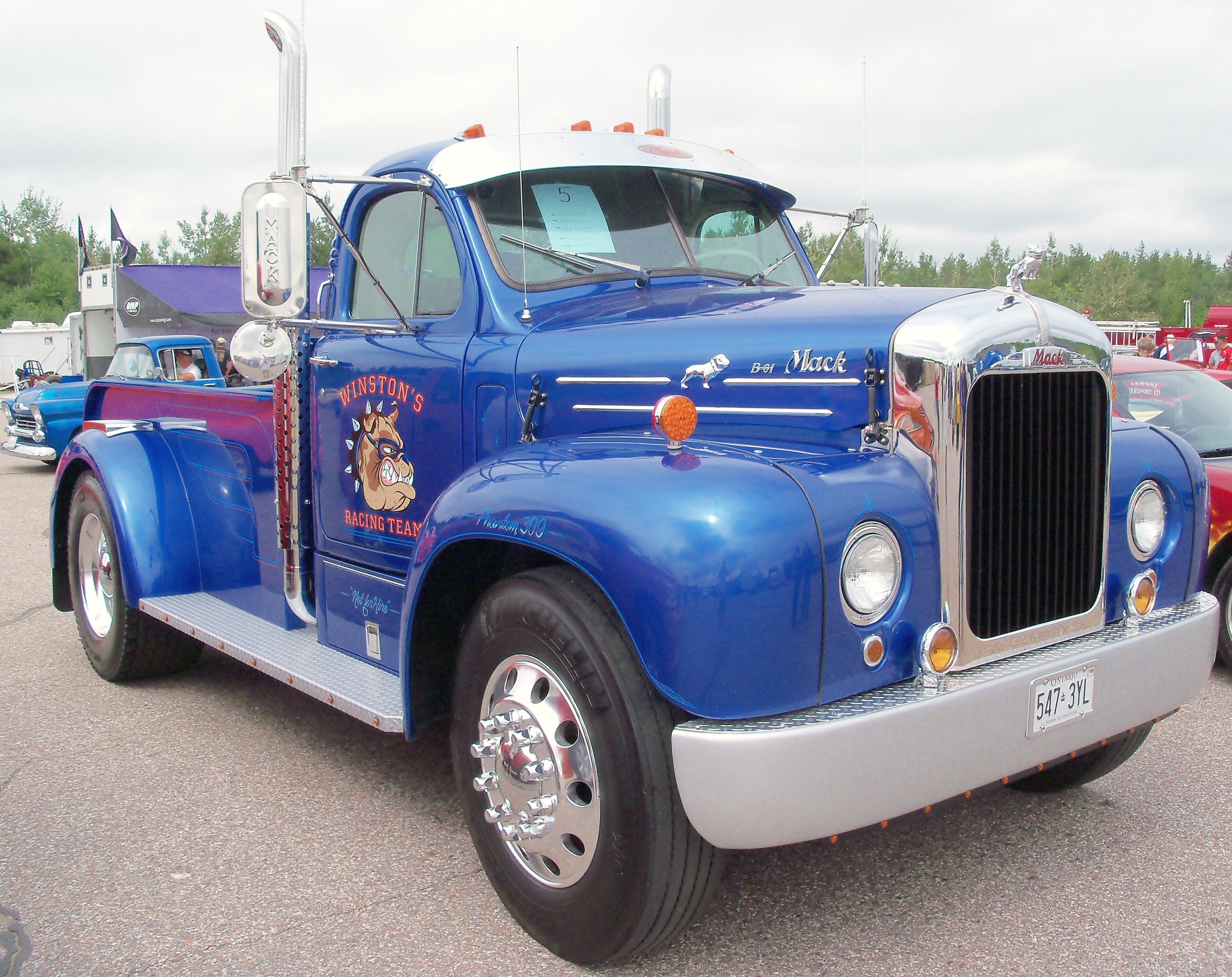 blue vintage Mack truck