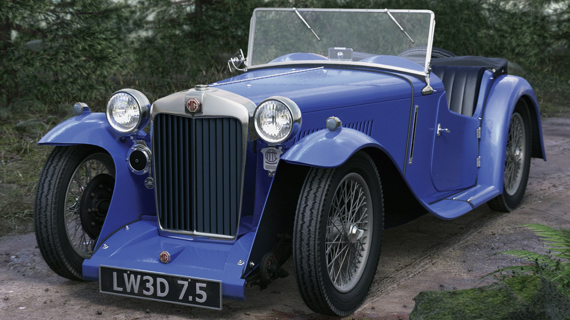 Blue vintage MG car