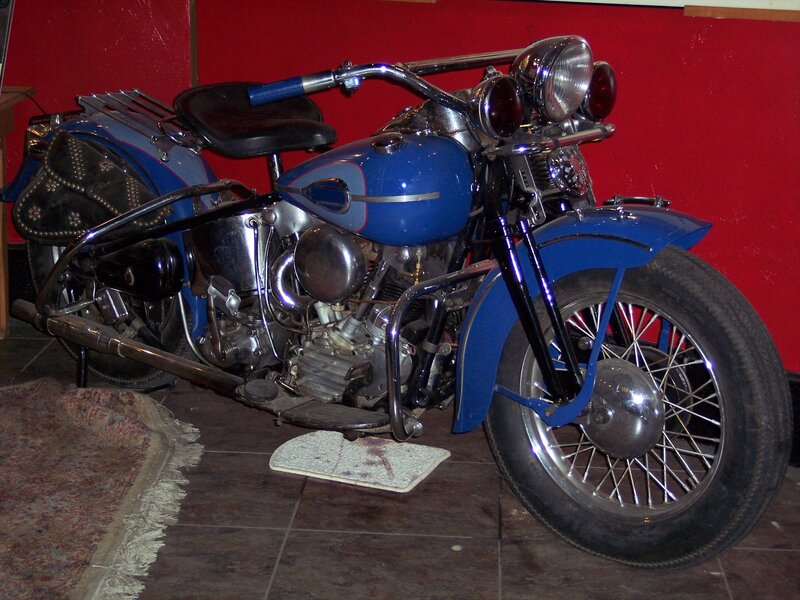 Blue Vintage Motorcycle — Static