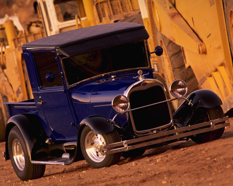 blue vintage pickup truck