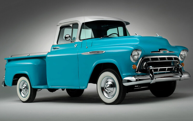 Blue Vintage Pickup Truck — Cyan