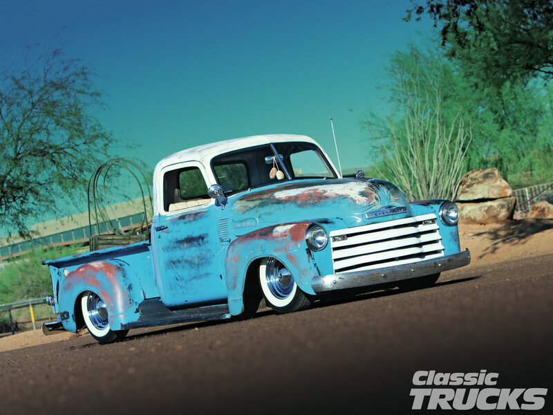 Blue Vintage Pickup Truck — Dramatic, Afternoon