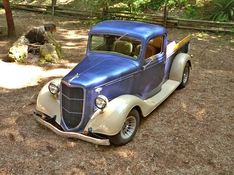 blue vintage pickup truck