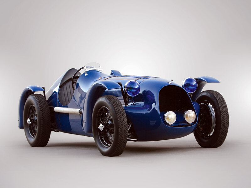 Blue vintage race car