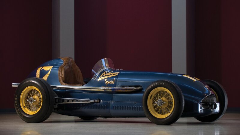 Blue vintage race car