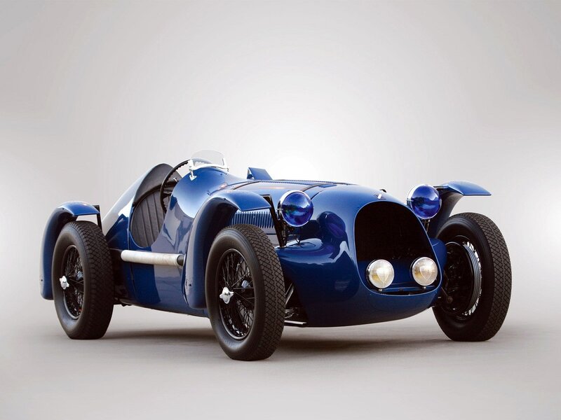 Blue vintage race car