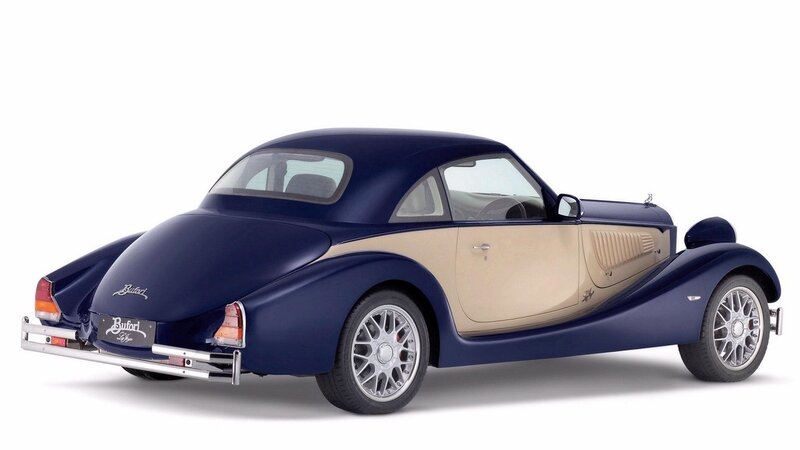 blue vintage-style convertible car