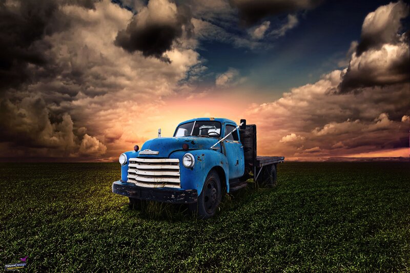 Blue Vintage Truck — Dramatic