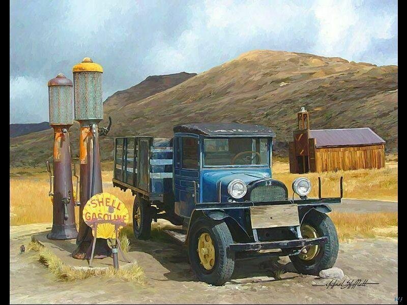 Blue Vintage Truck — Rural, Afternoon