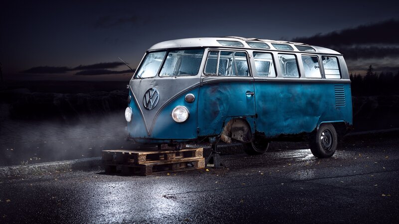Blue Vintage Van — Dramatic