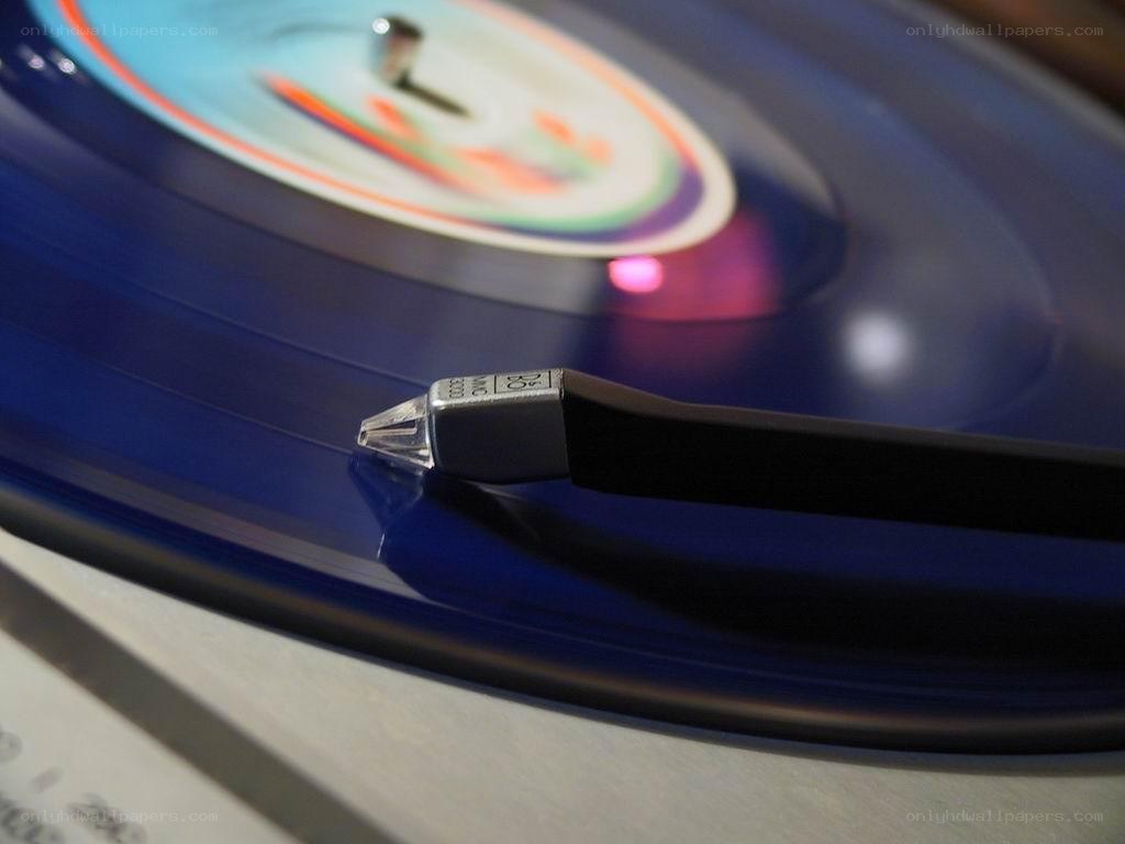 blue vinyl record playing
