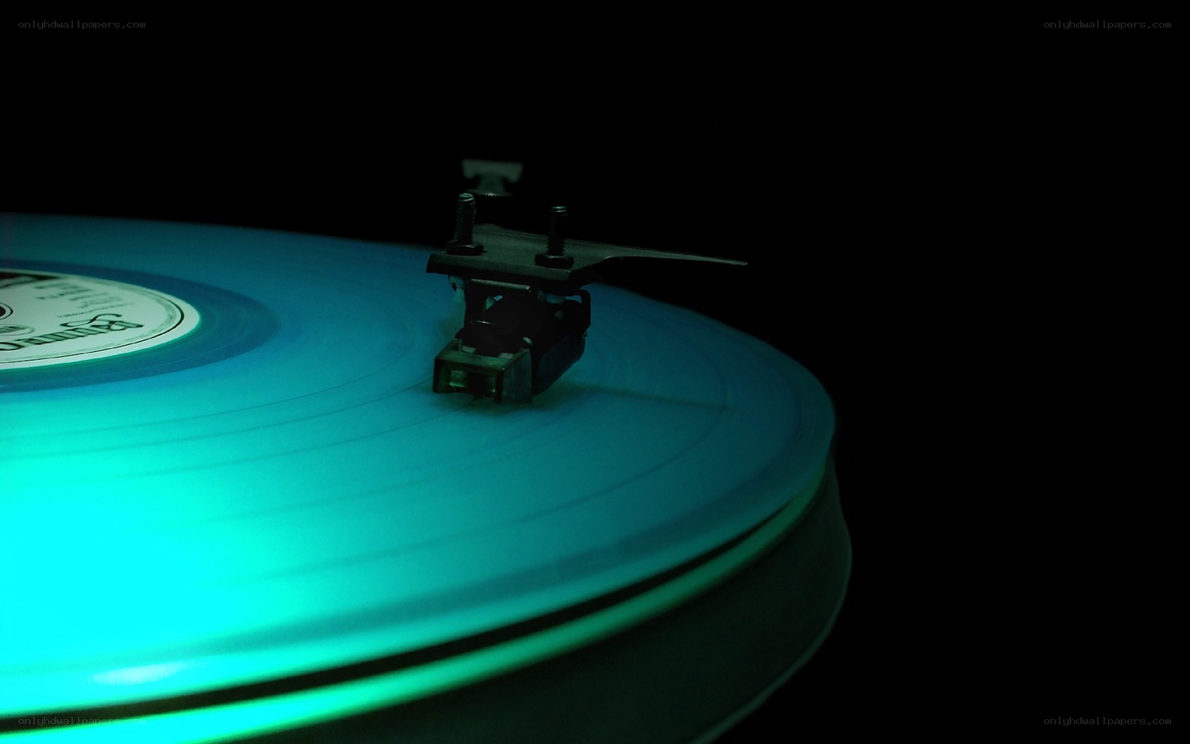 blue vinyl record spinning