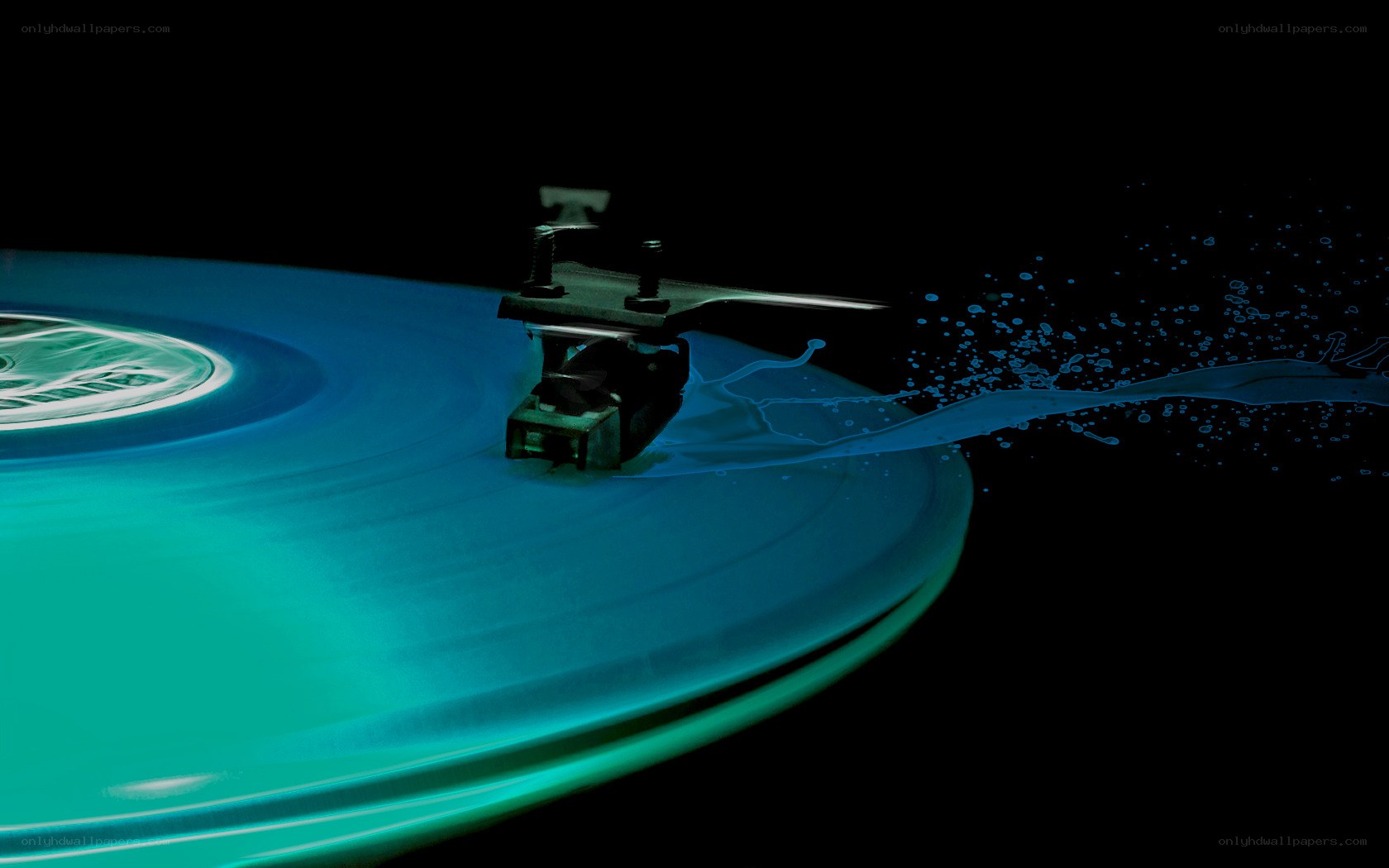 blue vinyl record spinning