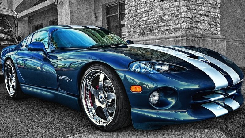 Blue Viper Sports Car — Dramatic