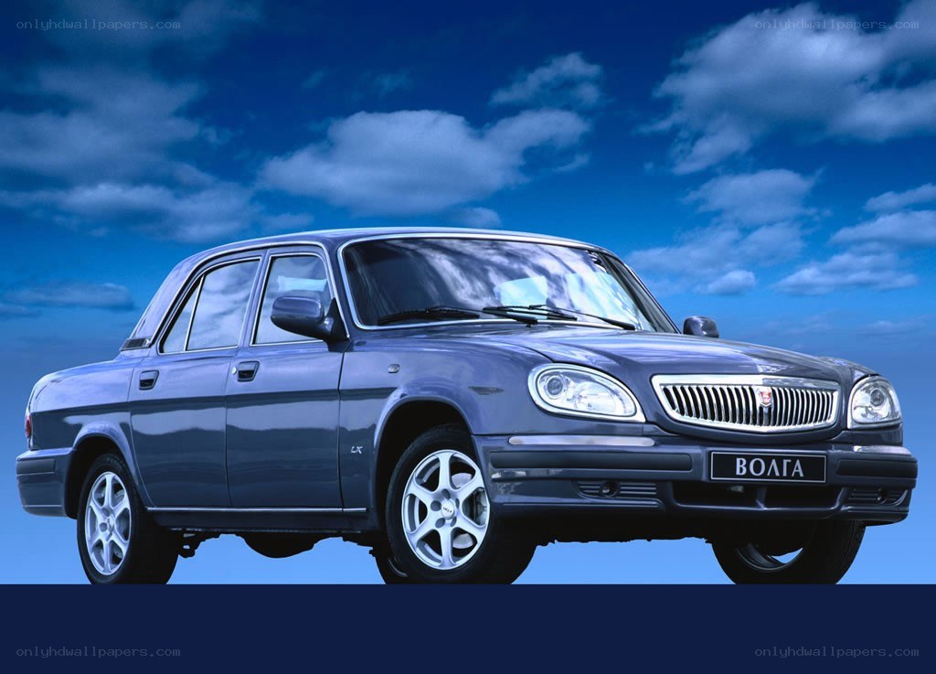 Blue Volga sedan car