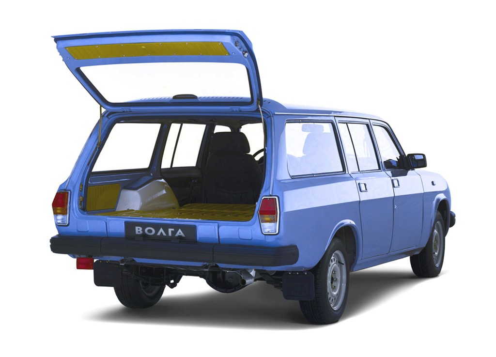 Blue Volga station wagon