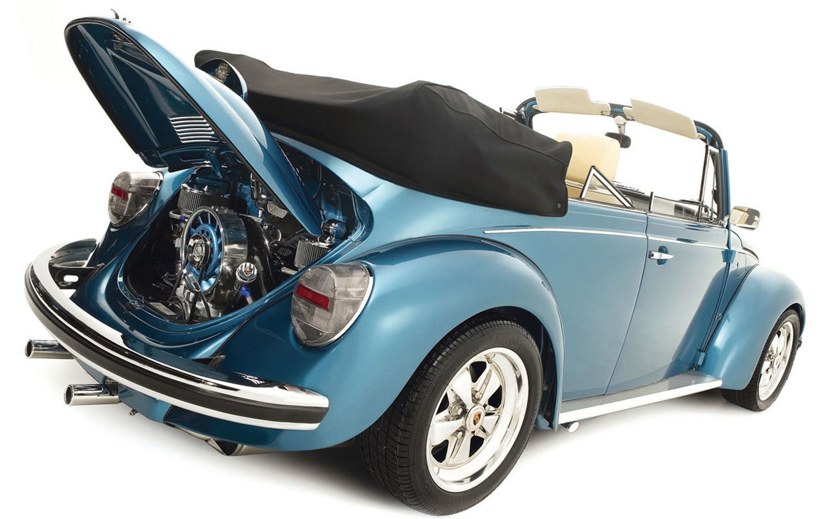 Blue Volkswagen Beetle convertible
