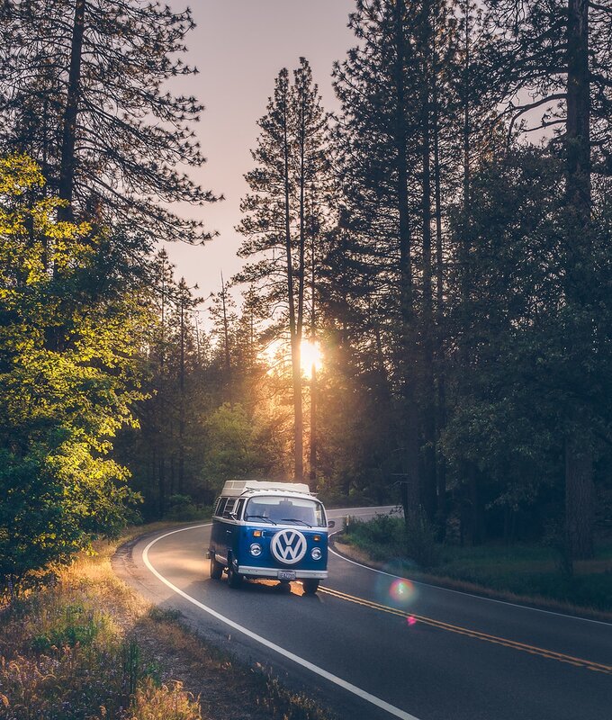 Blue Volkswagen Bus — Serene