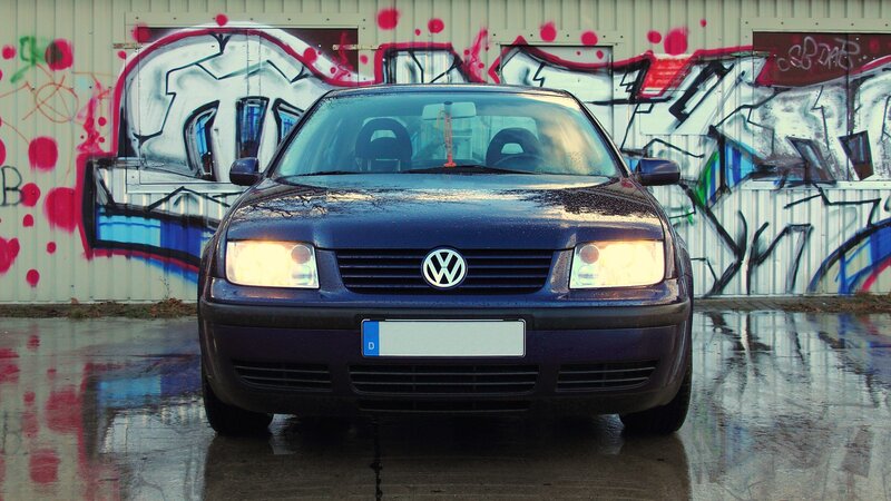 Blue Volkswagen Car — Dramatic