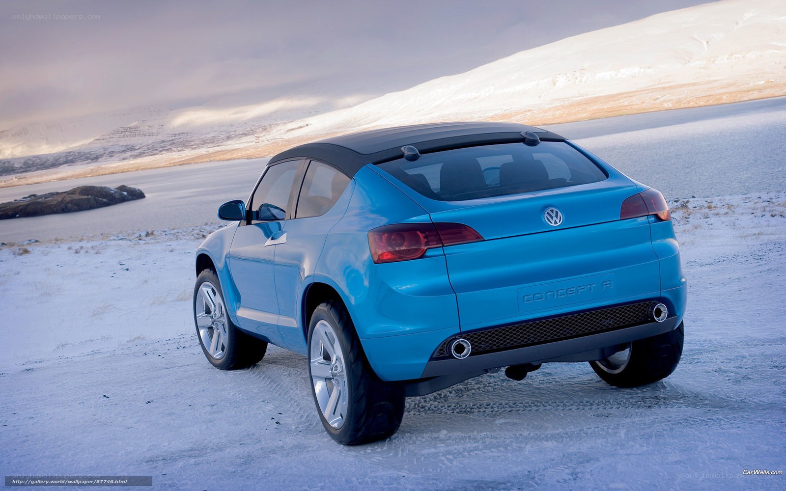 Blue Volkswagen Concept A in snow