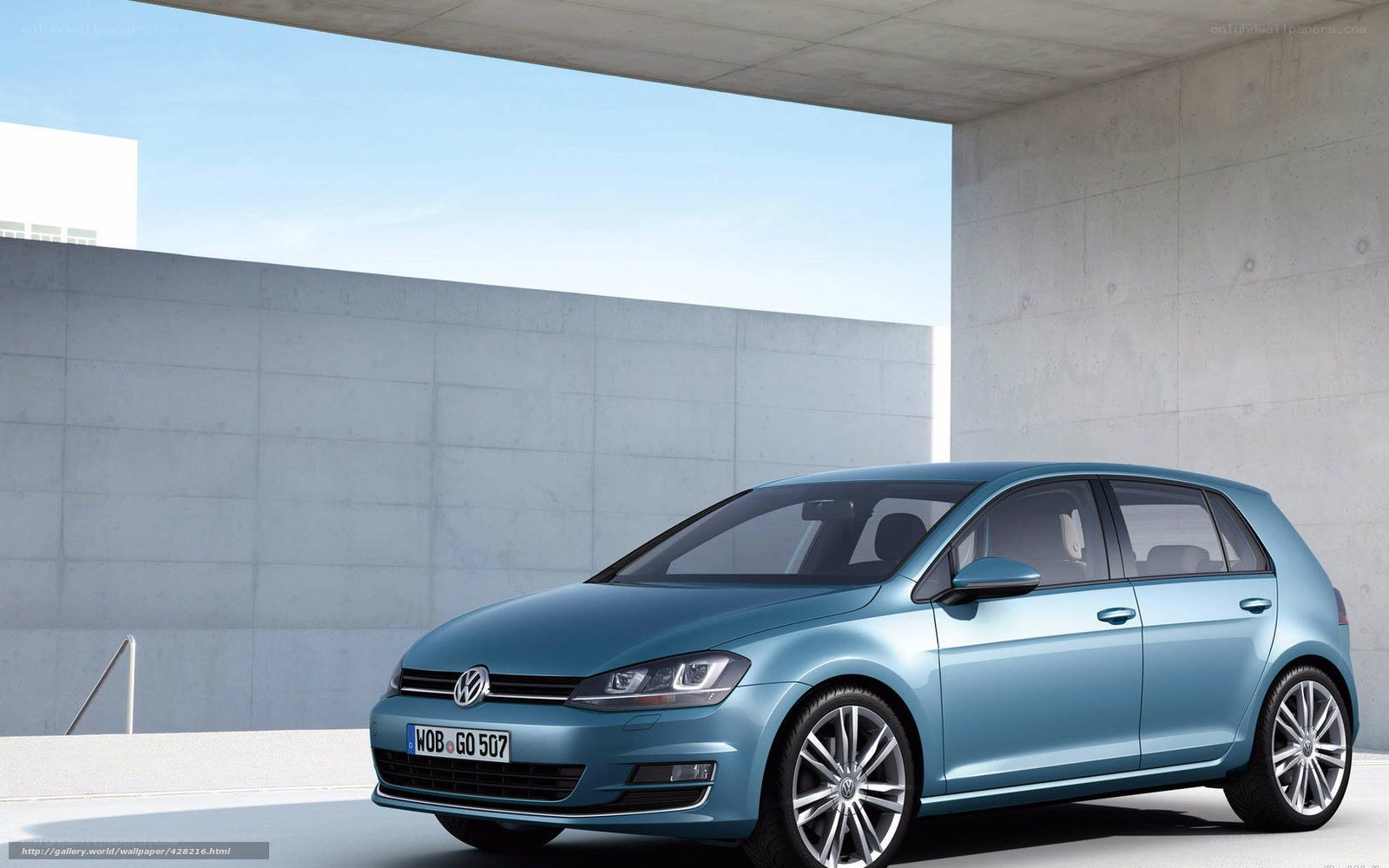 Blue Volkswagen Golf car