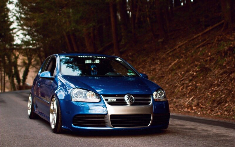 Blue Volkswagen Golf — Dramatic, Autumn