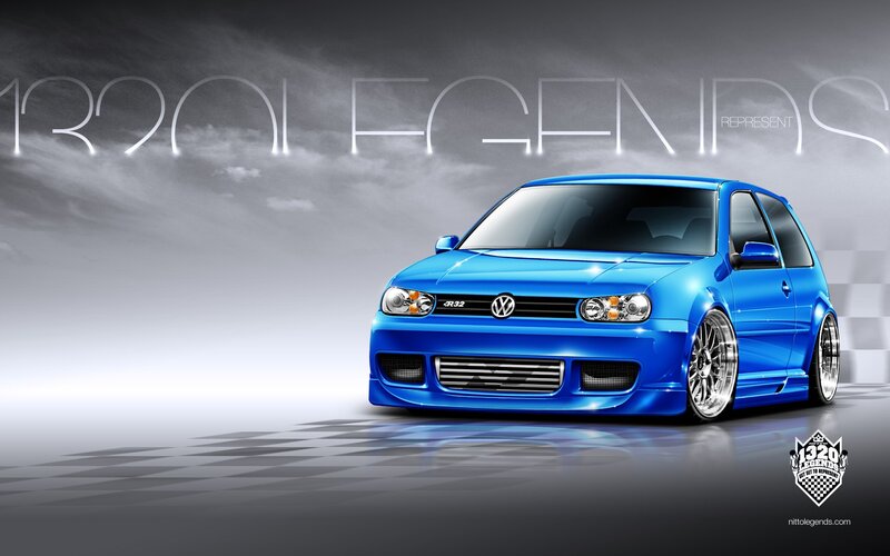 Blue Volkswagen Golf — Dramatic, Digital Art