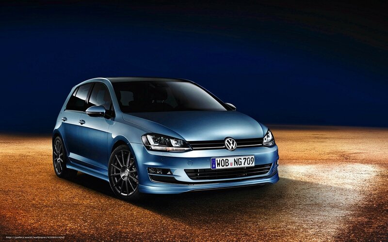 Blue Volkswagen Golf — Dramatic, Night